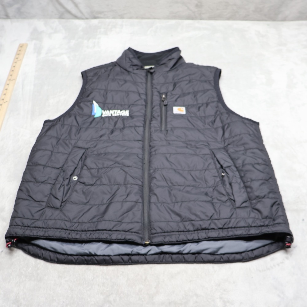 Carhartt Gilliam Vest Mens Large Black Insulated Relaxed Fit Rain Defender LOGO